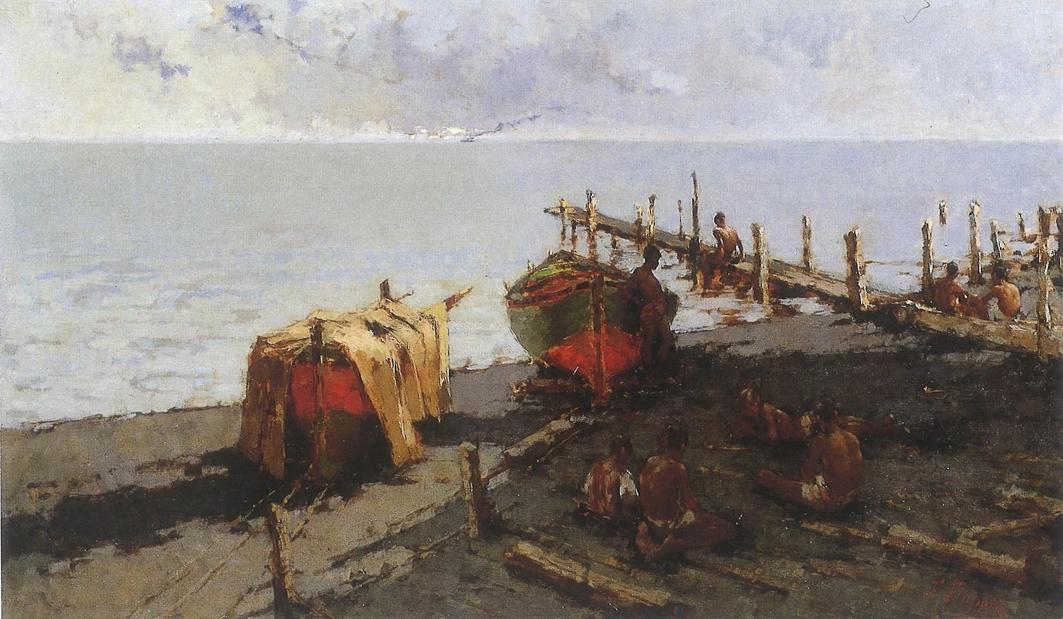 11-Francesco Filippini-Bagnanti sulla spiaggia o Marina di Napoli  